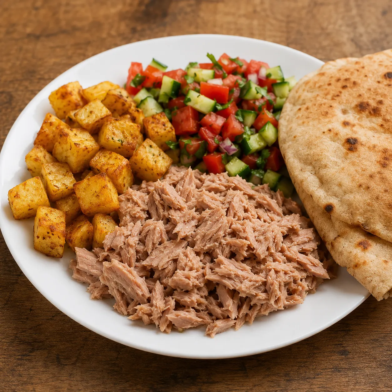 تونة + بطاطس + سلطة + عيش