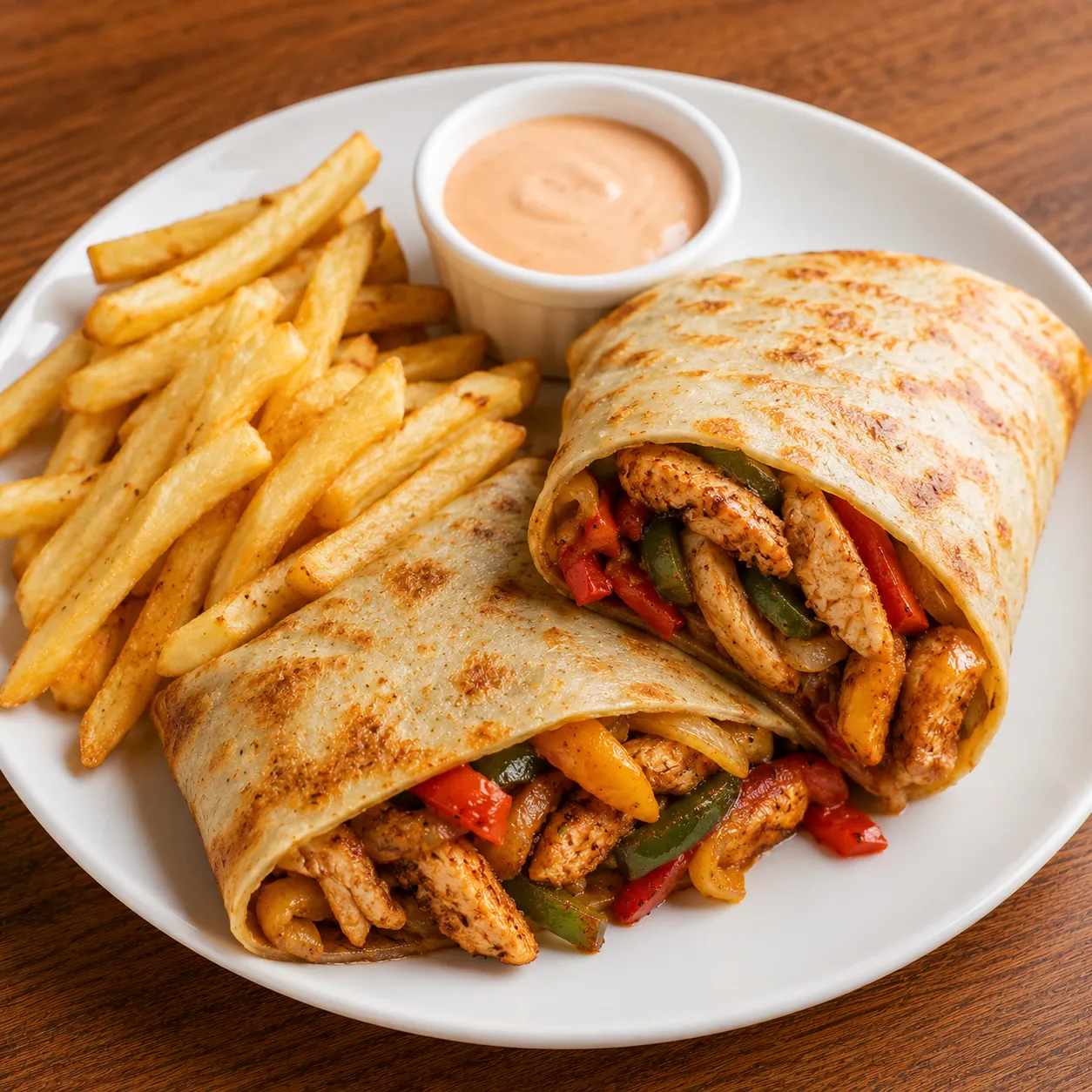 كريب فاهيتا فراخ + بطاطس + صوص