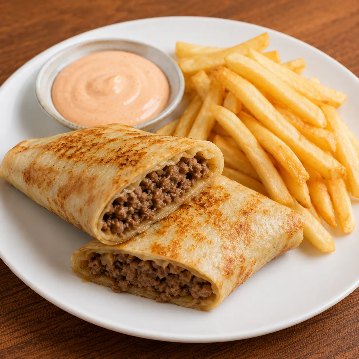 كريب لحمة + بطاطس + صوص